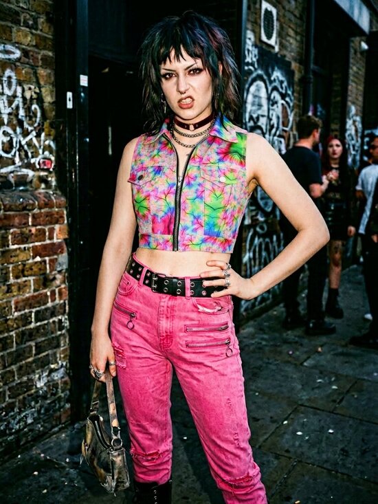 Lip Service Tops - LIP SERVICE 24HRS mall goth Kaleidoscope stretch twill vest size XS